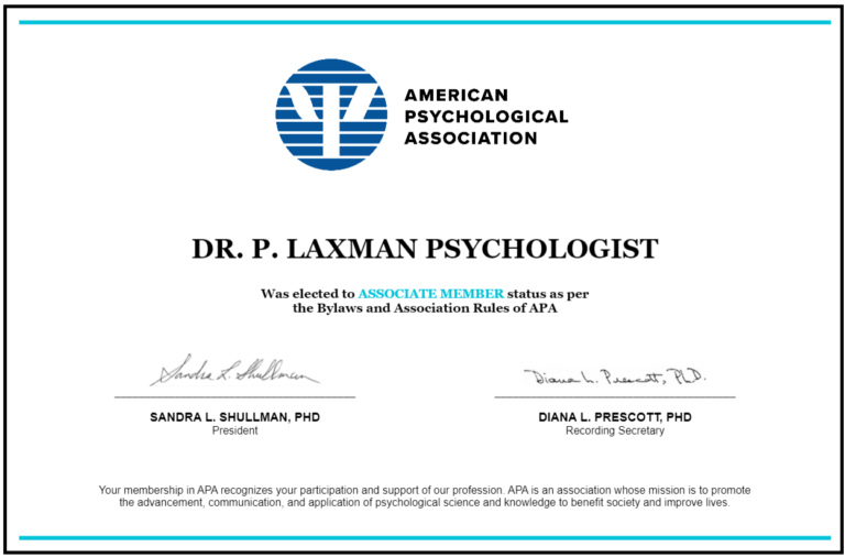 Associate Member : American Psychological Association